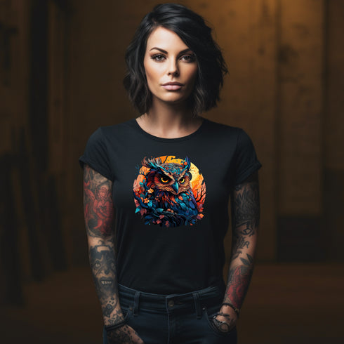 Vibrant Owl Crewneck T-Shirt-Unisex